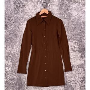 The Andamane Shirt Dress 40 / XS Womens Brown Viscose Jersey Knit Mini